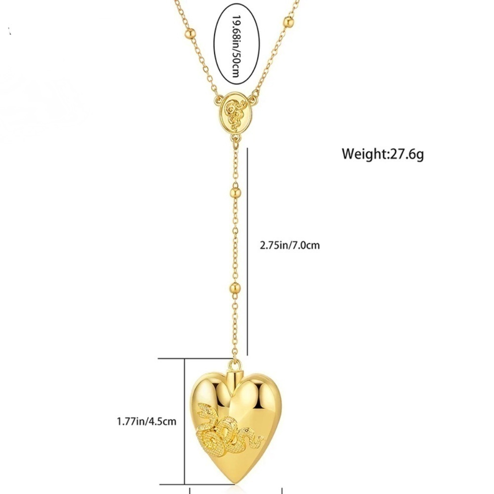 ⭐️NEW⭐️ 18K Gold LDR Serpent Opening Heart Rosary Locket Necklace - Picture 6 of 7